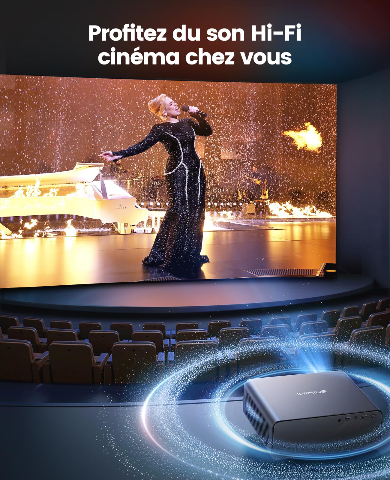 Vidéoprojecteur 4K 1000 ANSI Netflix Dolby Audio FHD intelligent