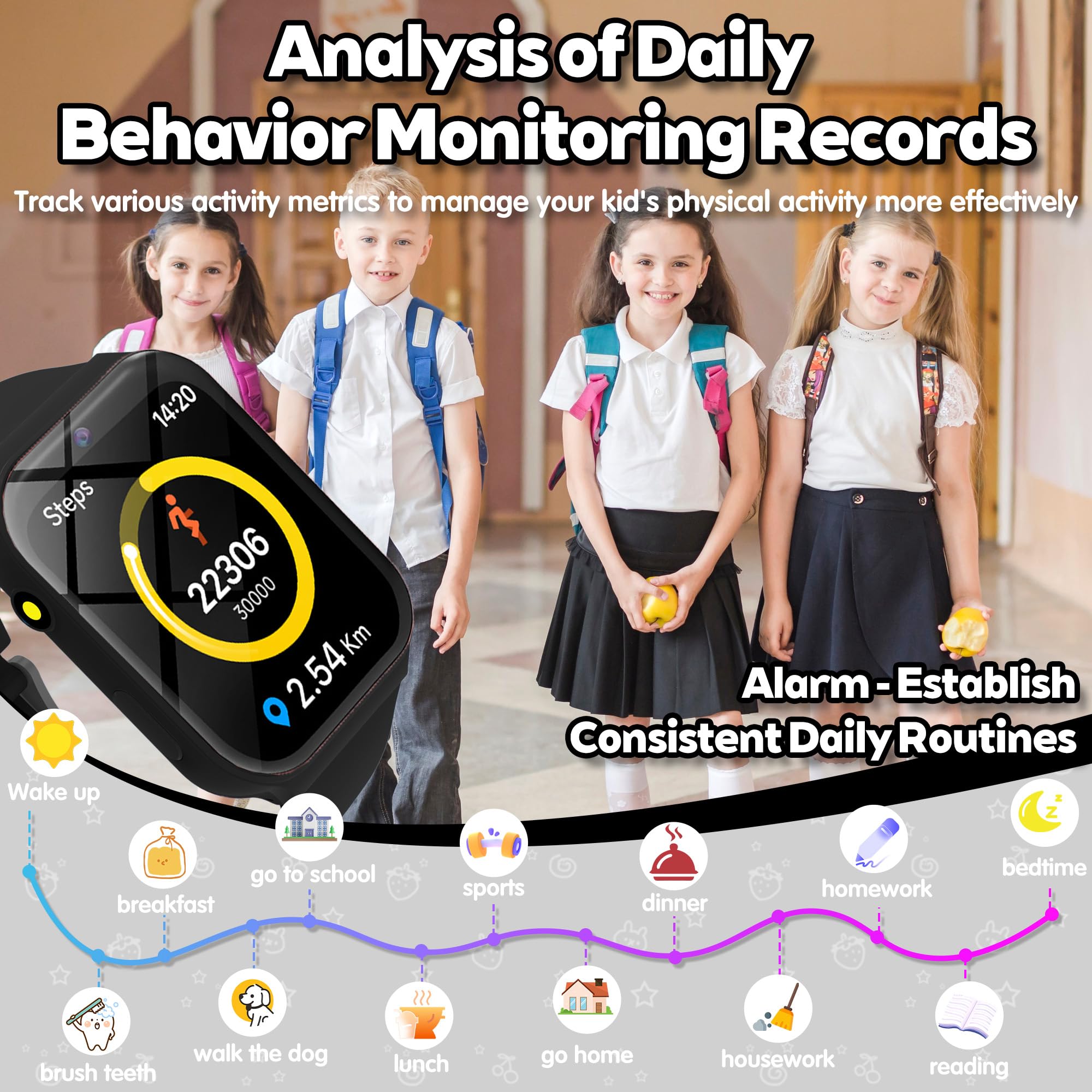 Montre connectée enfant 18 jeux éducatifs caméra suivi sommeil sport