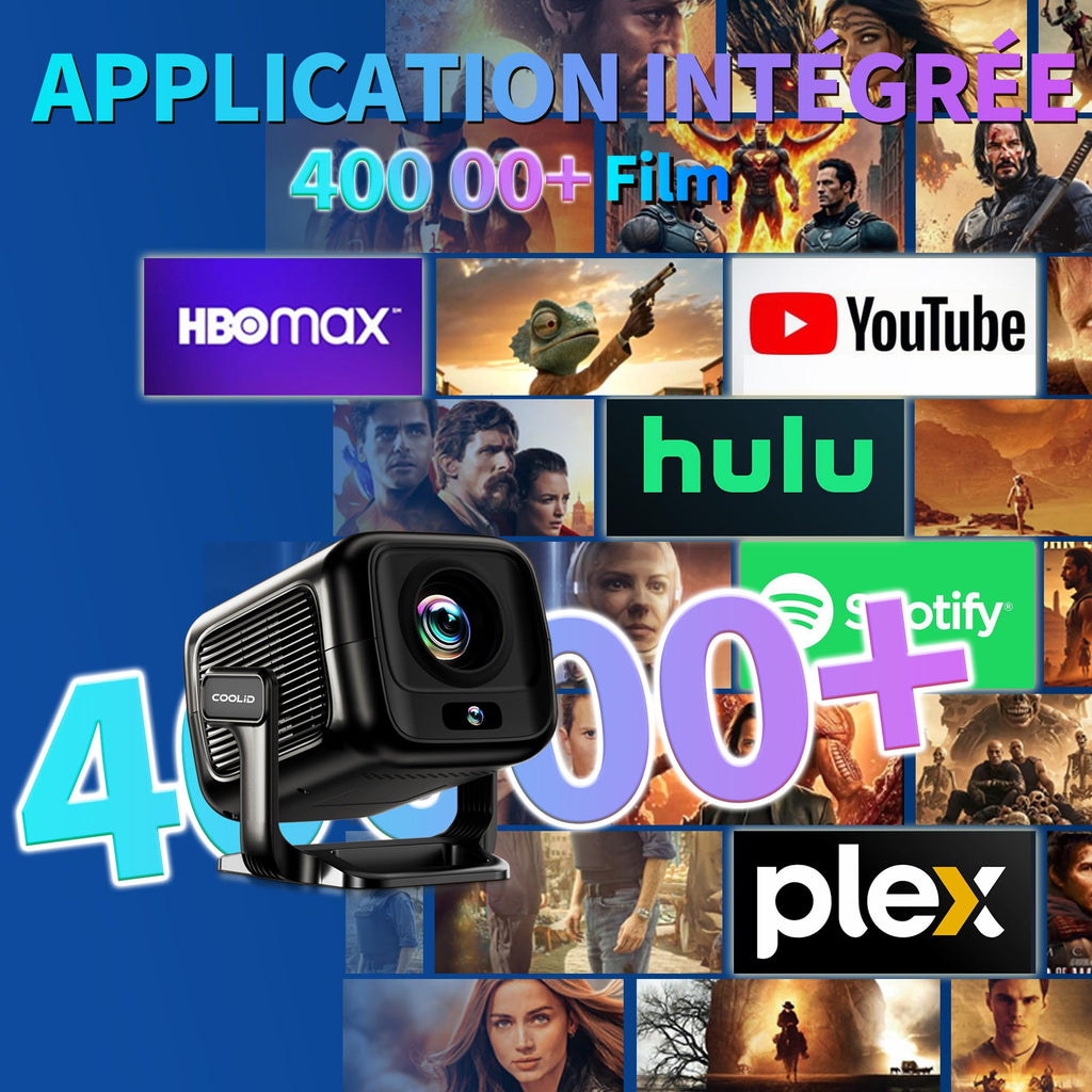 Vidéoprojecteur portable 1080P — WiFi 6, Bluetooth 5.4 bidirectionnel, autofocus et correction trapézoïdale, apps intégrées