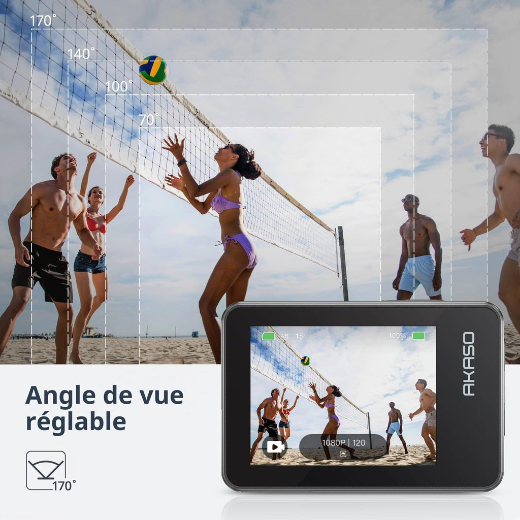 Caméra sport 4K étanche double écran tactile 64Go IPX8 action cam