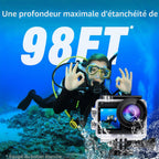 Caméra action 4K 60fps 20MP — étanche 30 m, WiFi, stabilisation EIS, 2 batteries 1350 mAh