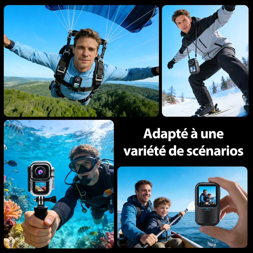 Caméra sport 4K 60fps double écran WiFi 130° stabilisation action cam