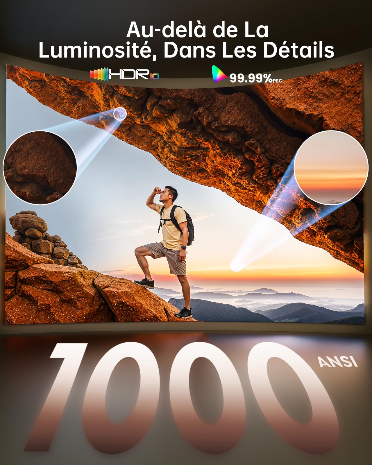 Vidéoprojecteur 4K home cinéma 1000 ANSI portable compatible Netflix