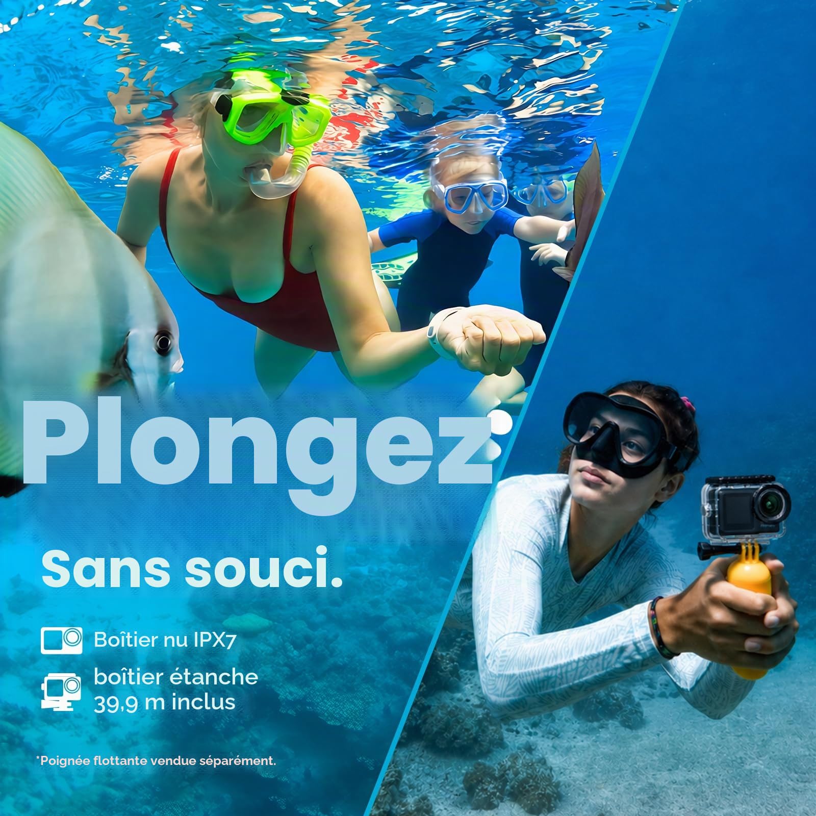 Caméra sport 4K 30fps 20MP WiFi 128Go action cam étanche Brave 7 Le