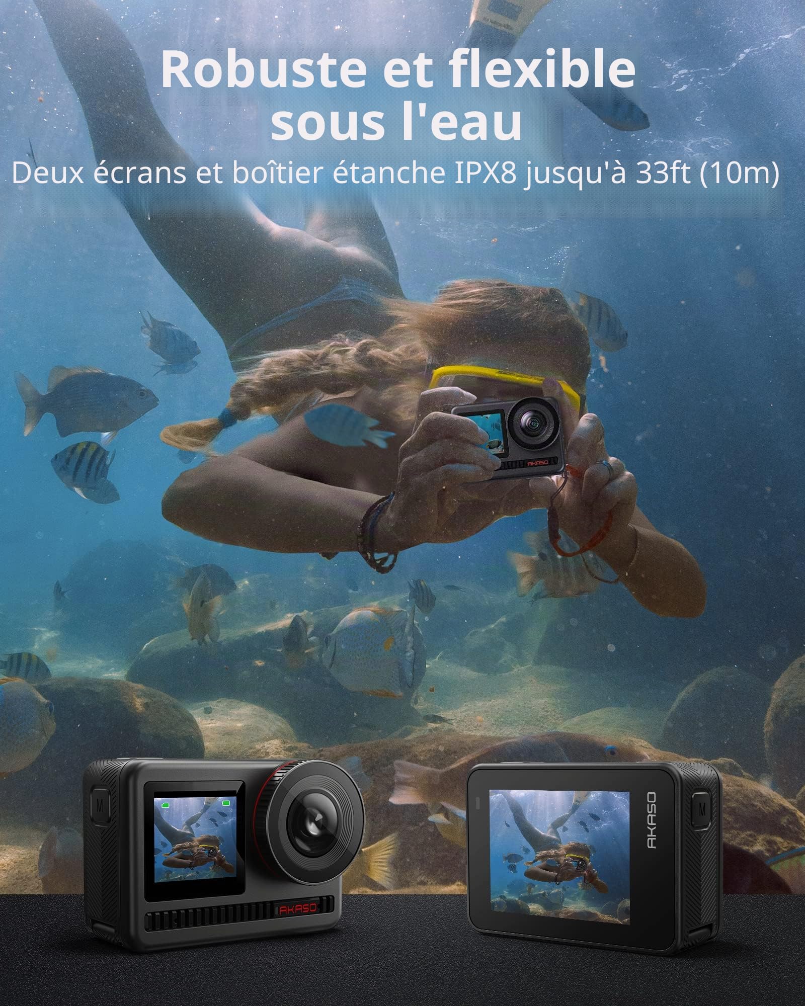 Caméra sport 4K 60fps étanche 60m 48MP WiFi sous-marine action Brave 8