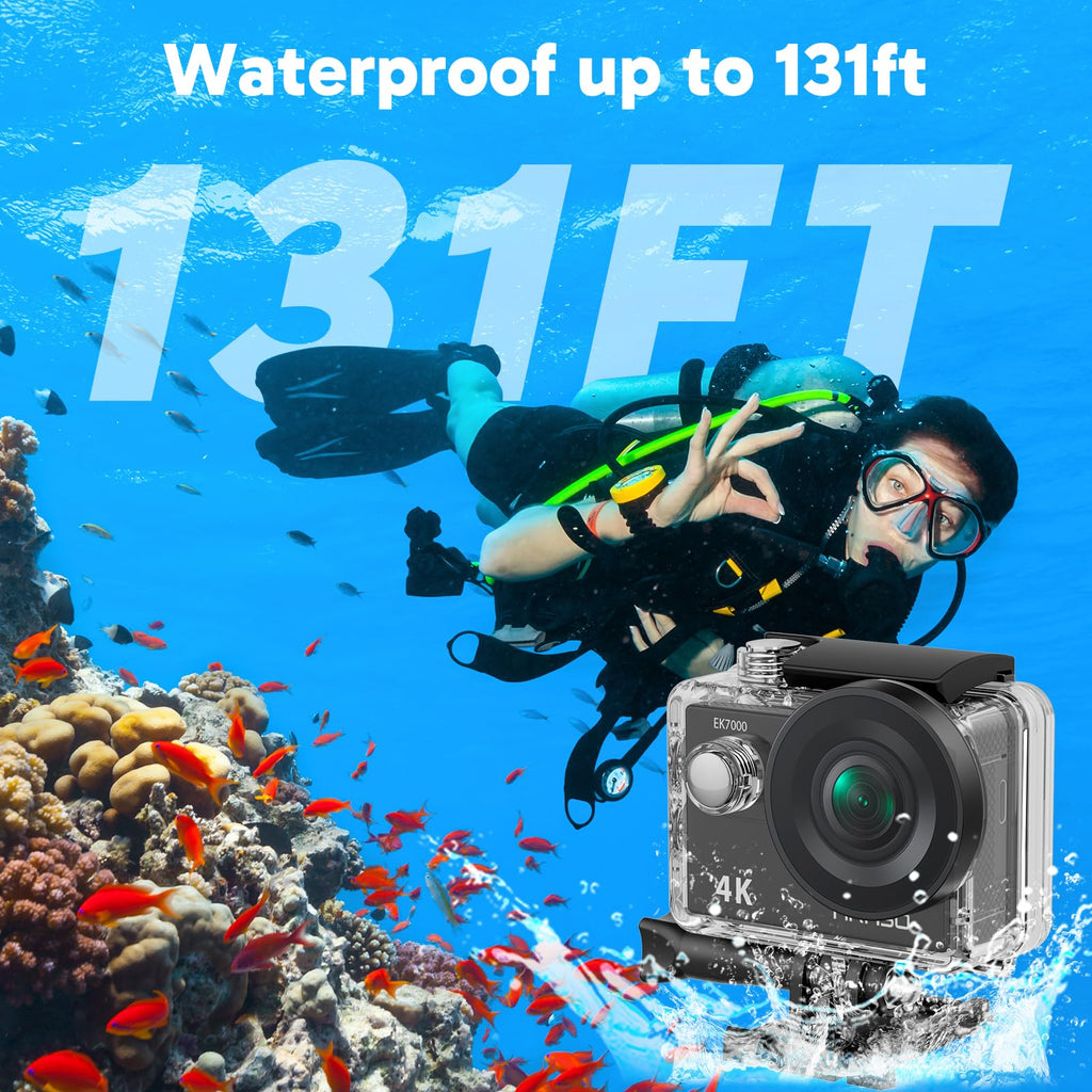 Caméra sport 4K sous-marine WiFi 20MP étanche 30m compatible accessoires