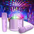 Enceinte karaoké Bluetooth lumineuse — 2 micros sans fil, 6 modes LED disco
