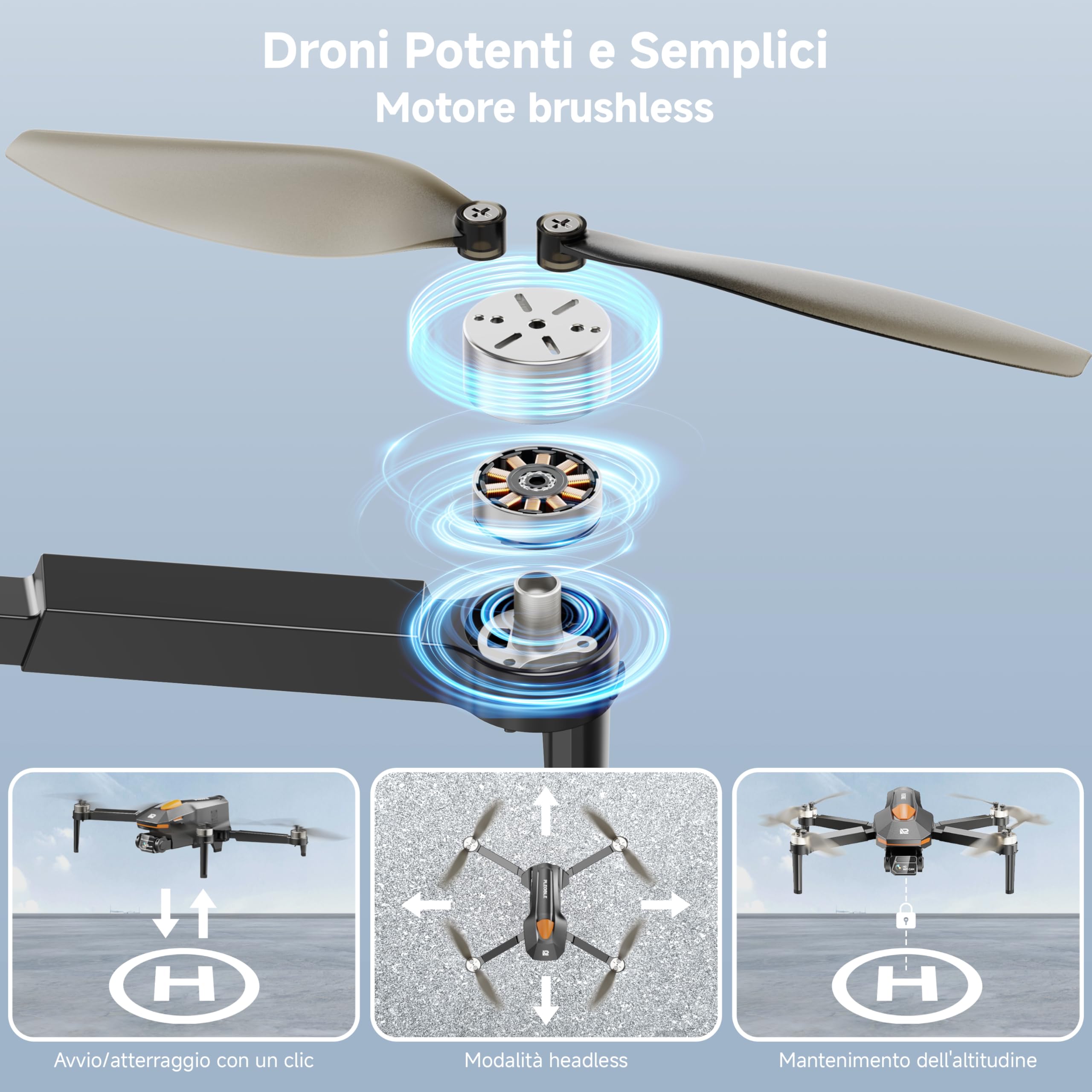 Drone caméra 1080P moteur sans balais — pliable, vol stable et silencieux