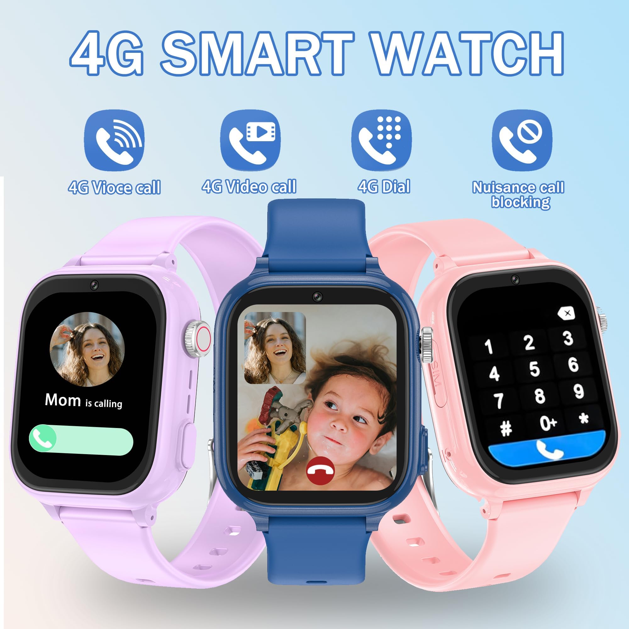 Montre connectée enfant GPS 4G appel vidéo téléphone SOS ado fille garçon