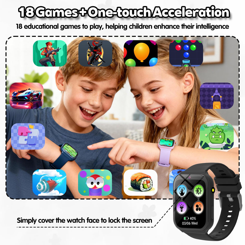 Montre connectée enfant 18 jeux éducatifs caméra suivi sommeil sport