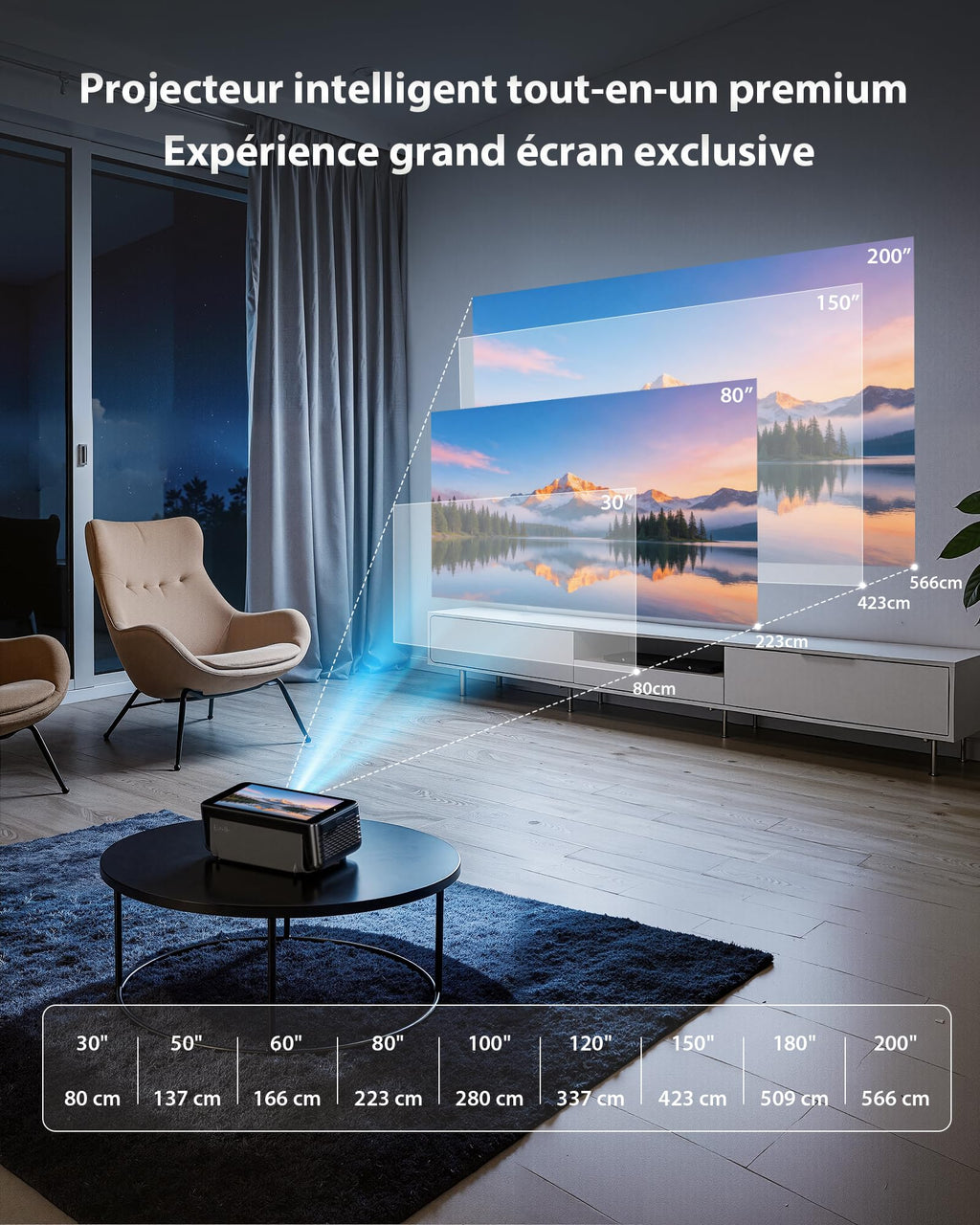 Vidéoprojecteur 4K 64Go stockage batterie intégrée Android 12 smart