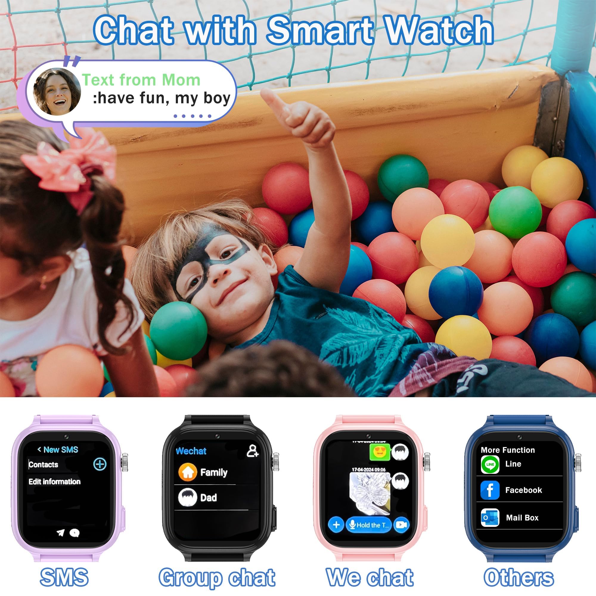 Montre connectée enfant GPS 4G appel vidéo téléphone SOS ado fille garçon