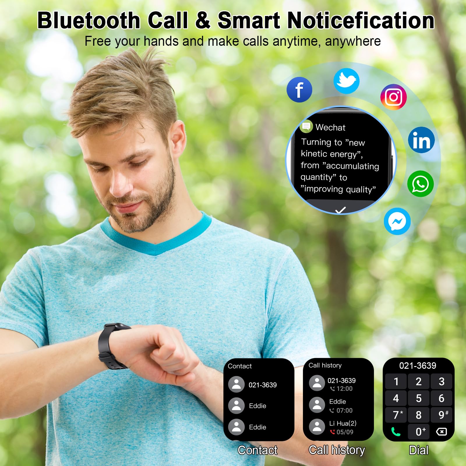 Montre connectée femme homme 1,95 pouces HD appel Bluetooth sport fitness