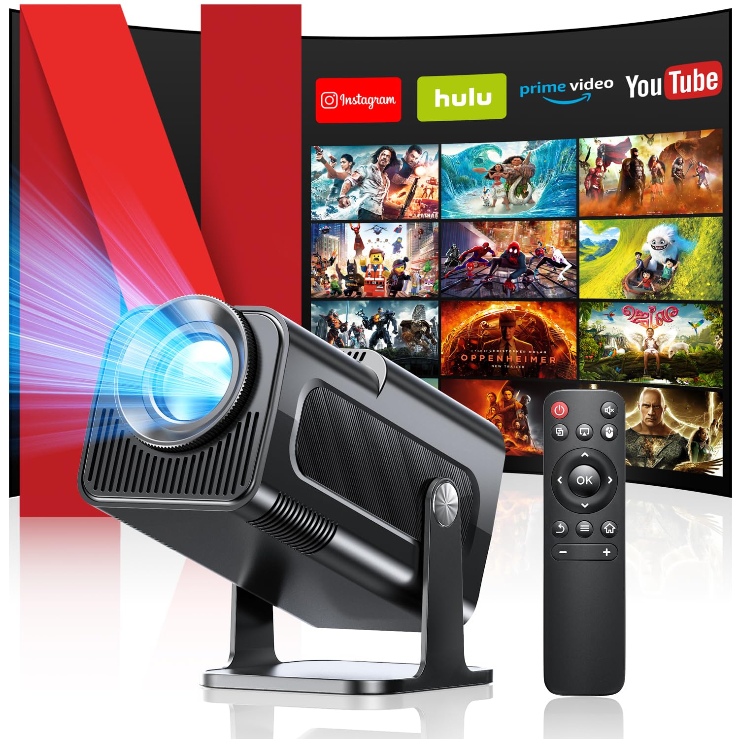 Vidéoprojecteur mini 4K FHD WiFi 6 Bluetooth 5.4 home cinéma compact