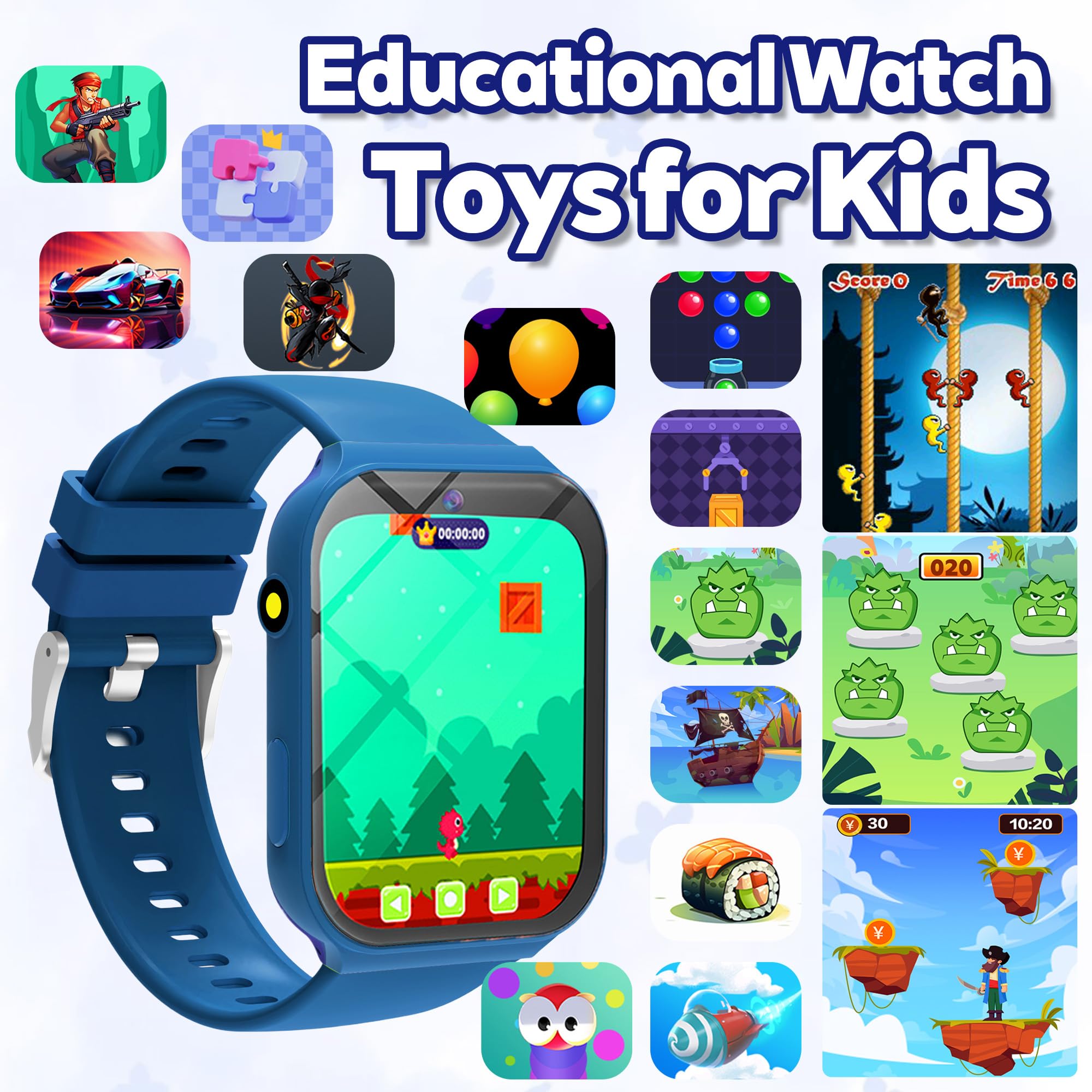 Montre connectée enfant 1,83 pouces HD fitness tracker sport garçon fille jeux
