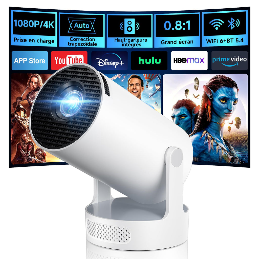Vidéoprojecteur WiFi 6 & Bluetooth 5.4 — apps intégrées, image alignée automatiquement, installation rapide