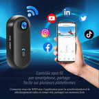 Mini caméra action format pouce 1080P — WiFi, étui étanche 30 m, fixation aimantée, démarrage 1 clic
