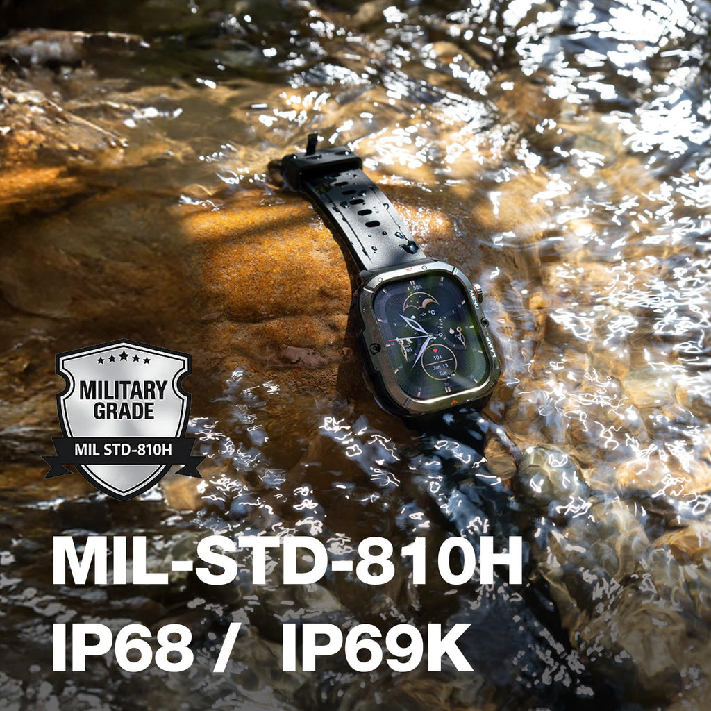 Montre connectée militaire indestructible écran AMOLED 1,95 pouces sport GPS