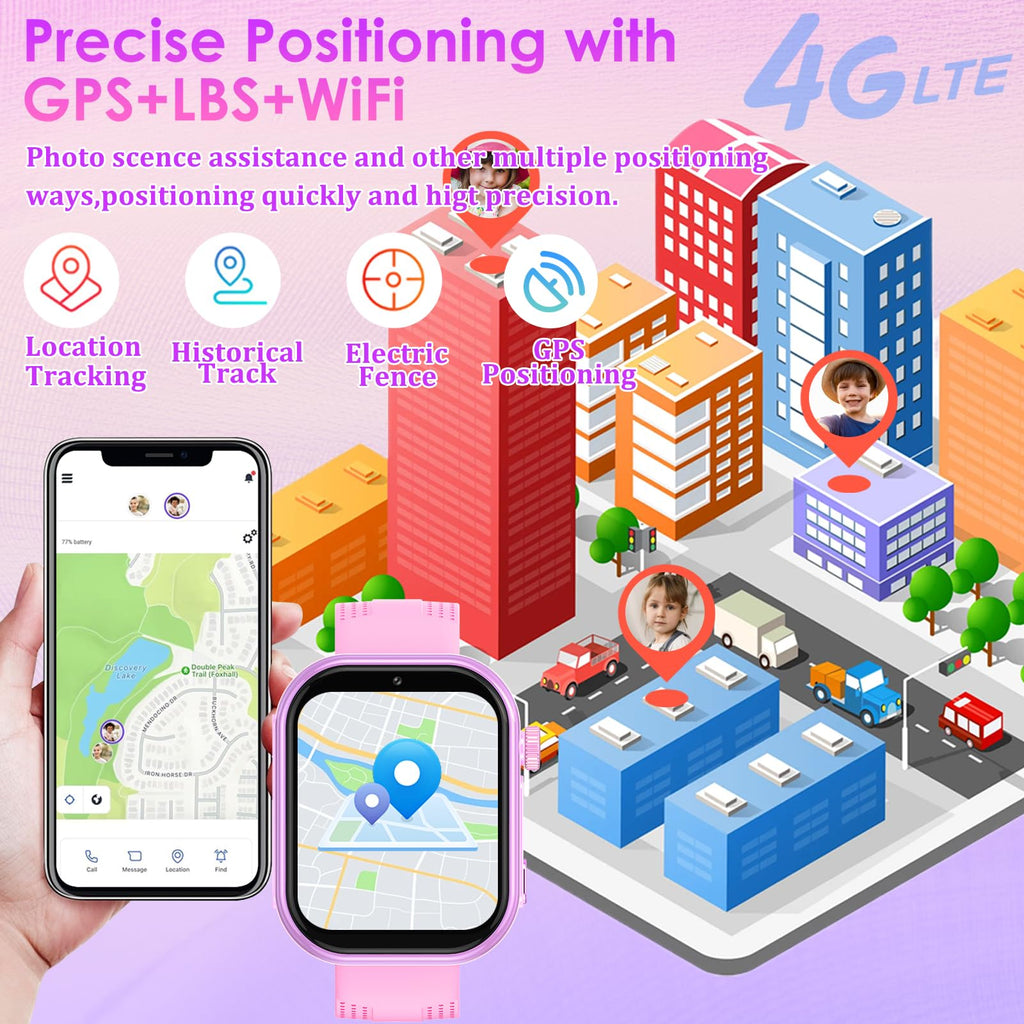 Montre connectée enfant 4G GPS — appels vidéo, chat vocal, SOS