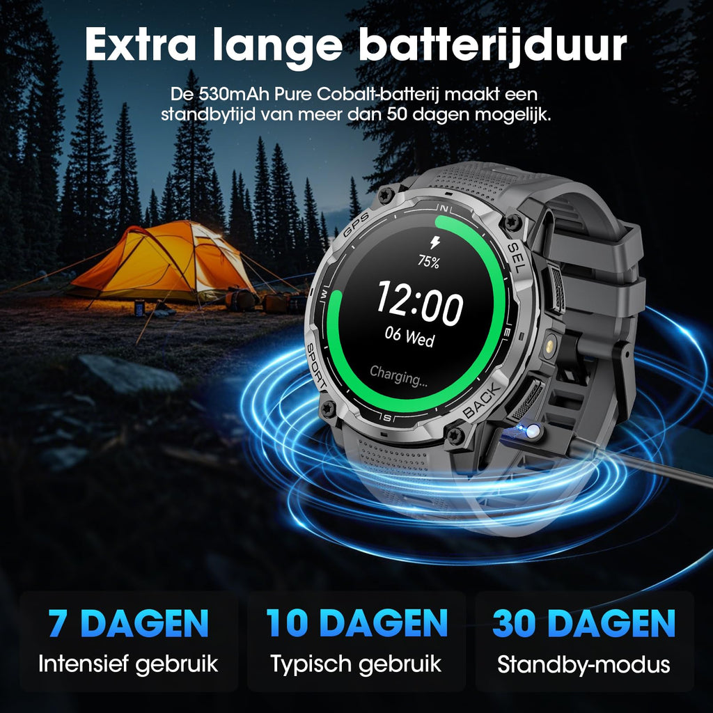 Montre connectée homme GPS militaire AMOLED 1,43 pouces HD appel Bluetooth