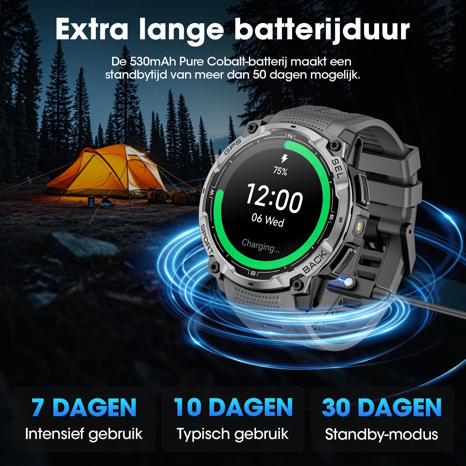 Montre connectée homme GPS militaire AMOLED 1,43 pouces HD appel Bluetooth