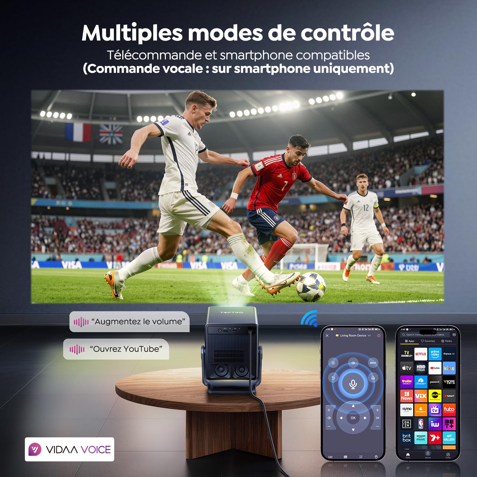 Vidéoprojecteur 4K VIDAA OS 1400 ANSI Dolby 36W ultra-rapide intelligent