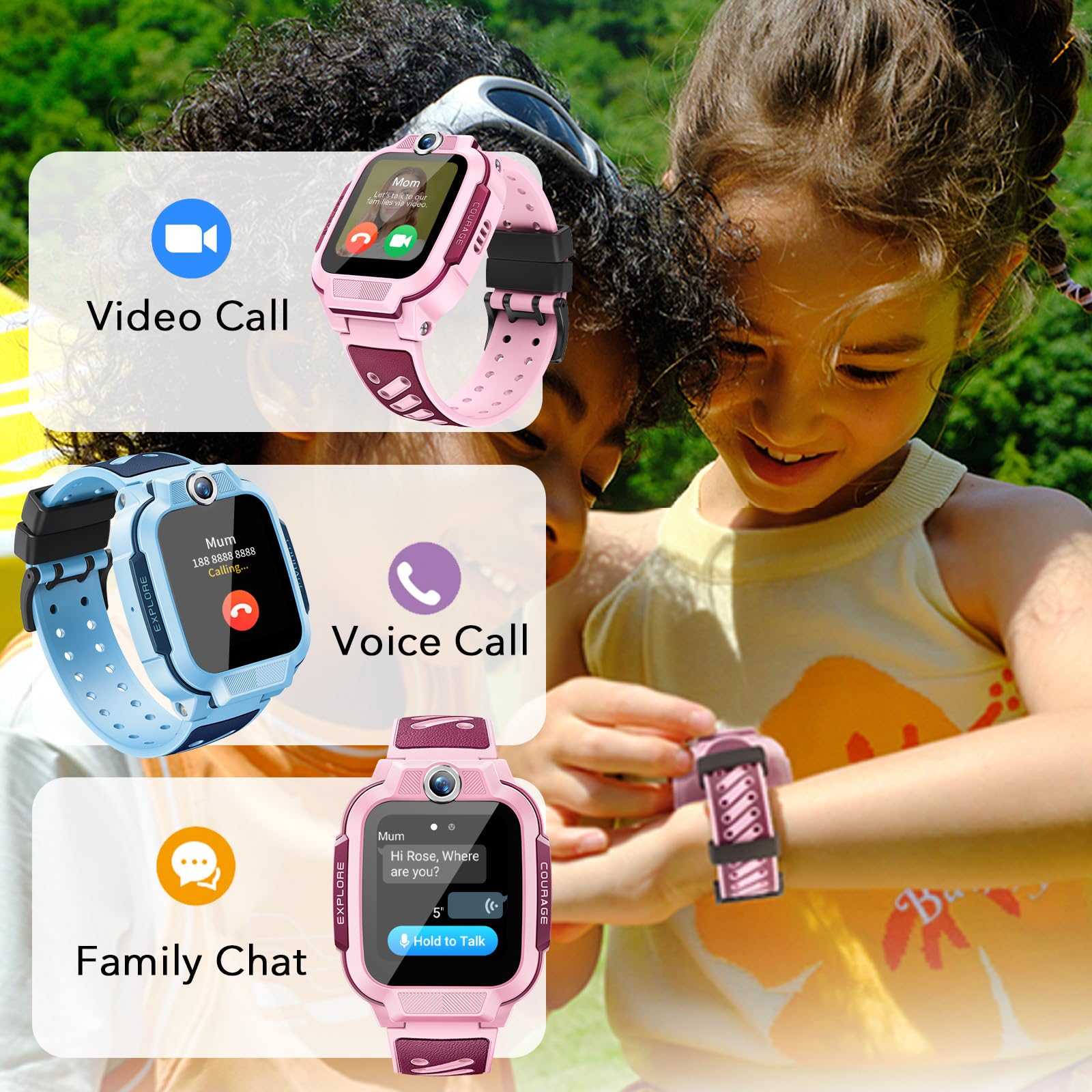 Montre connectée enfant 4G GPS 1,5 pouces écran appel vidéo SOS sécurité sport
