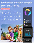 Montre connectée enfant — 100+ sports, suivi santé, sans appli (fille garçon)