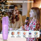 Enceinte karaoké Bluetooth lumineuse — 2 micros sans fil, 6 modes LED disco