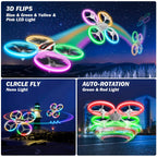 Drone caméra HD LED — maintien d'altitude, mode sans tête, 2 batteries