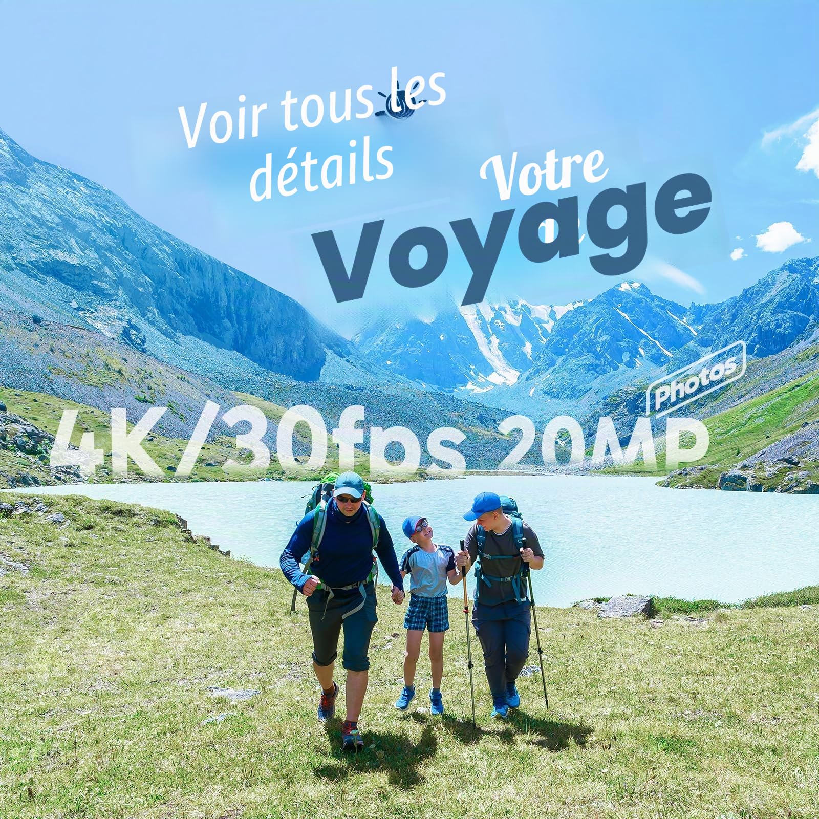 Caméra sport 4K 30fps 20MP WiFi grand angle 170° télécommande action