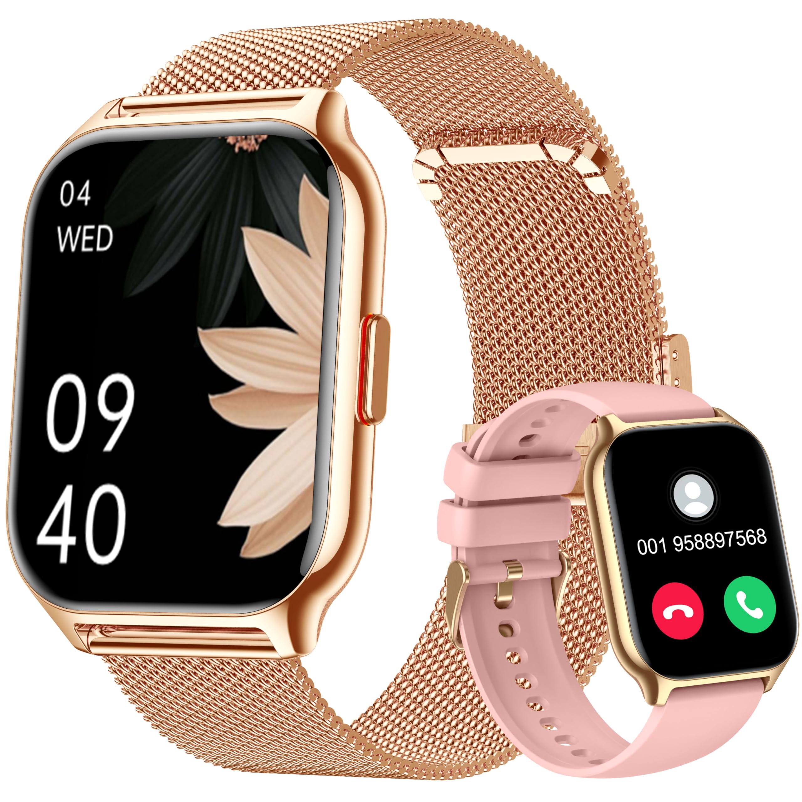 Montre connectée femme homme HD 2,0" — appels Bluetooth, SpO2, 100+ modes sport