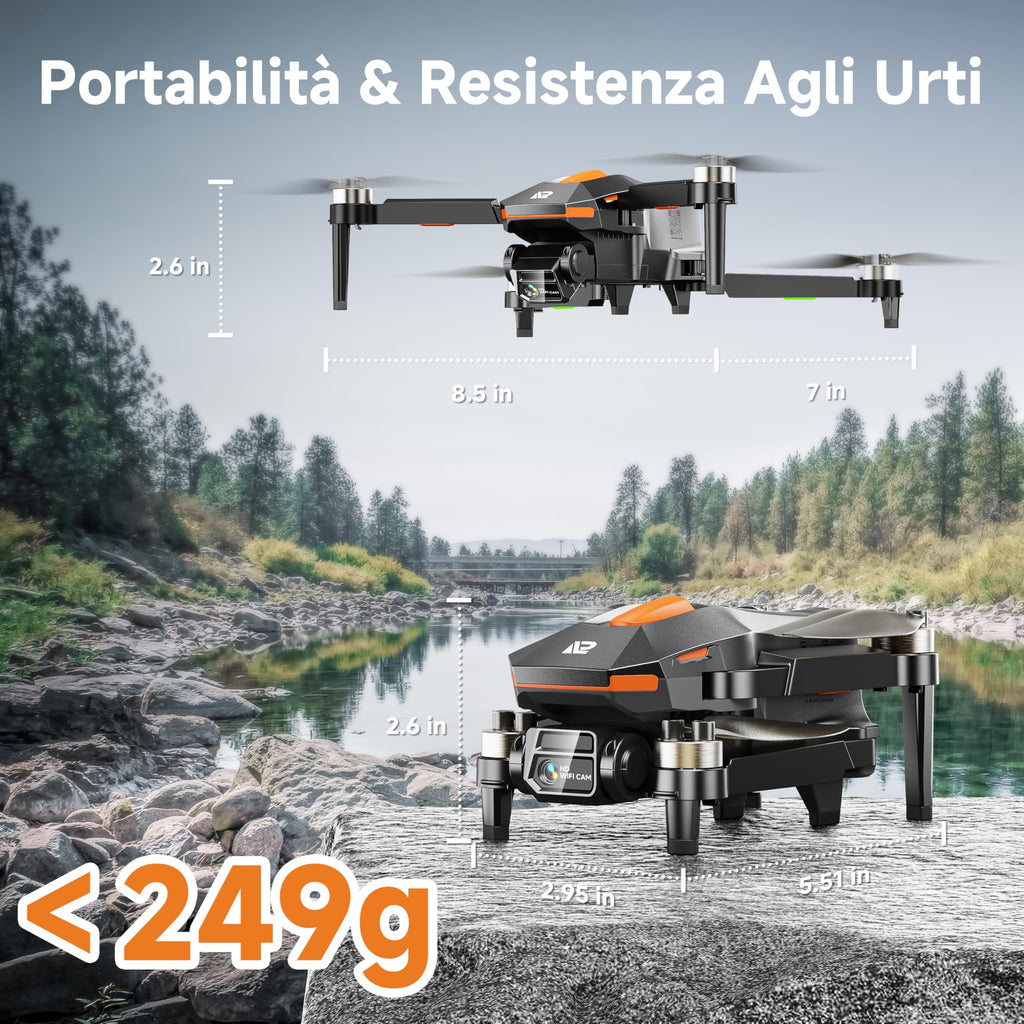 Drone caméra 1080P moteur sans balais — pliable, vol stable et silencieux